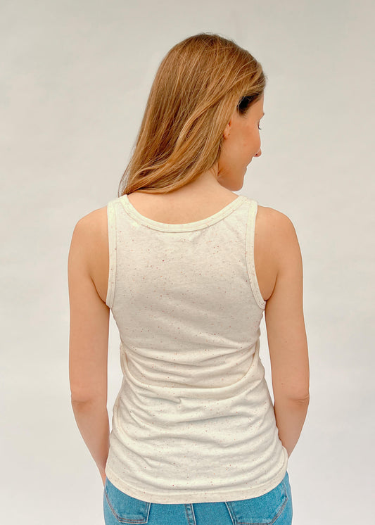 MINIWI | Organic Cotton Women's Tank Top - Ecru Neppy Mandarin